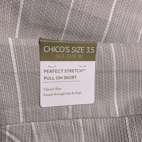 Chico's Skort NWT Women's Size 3.5 (18) Josie Stretch Spring Stripe Pale Taupe - Picture 5 of 9